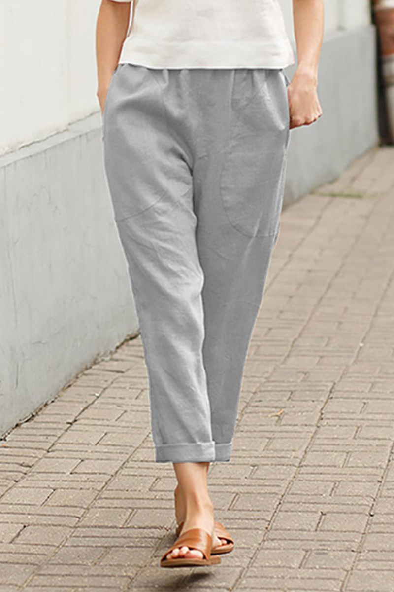 Casual Mid Waist unifarbene Hose (7 Farben)