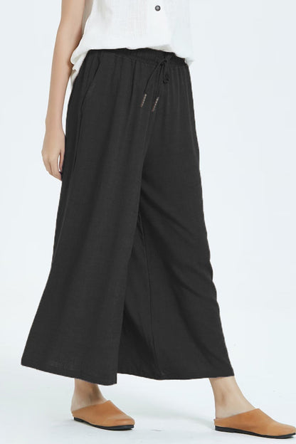 Casual simplicity solid make old loose high-waisted wide leg unifarbene Shorts (8 Farben)