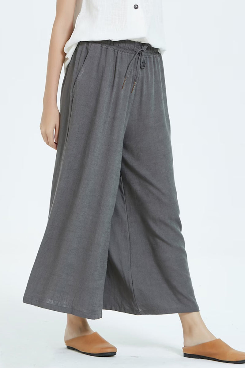 Casual simplicity solid make old loose high-waisted wide leg unifarbene Shorts (8 Farben)