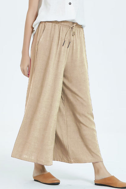 Casual simplicity solid make old loose high-waisted wide leg unifarbene Shorts (8 Farben)