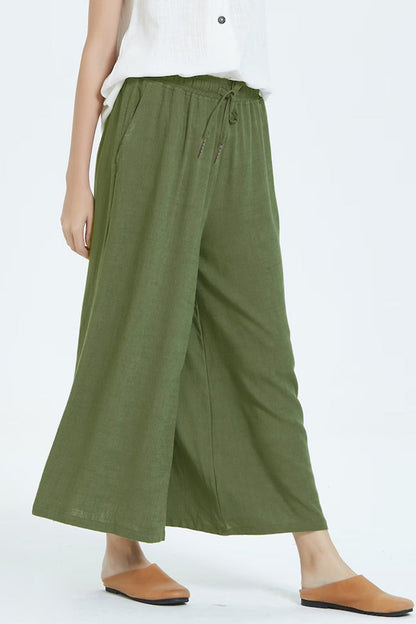 Casual simplicity solid make old loose high-waisted wide leg unifarbene Shorts (8 Farben)