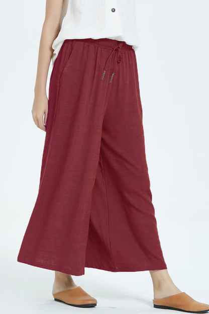 Casual simplicity solid make old loose high-waisted wide leg unifarbene Shorts (8 Farben)