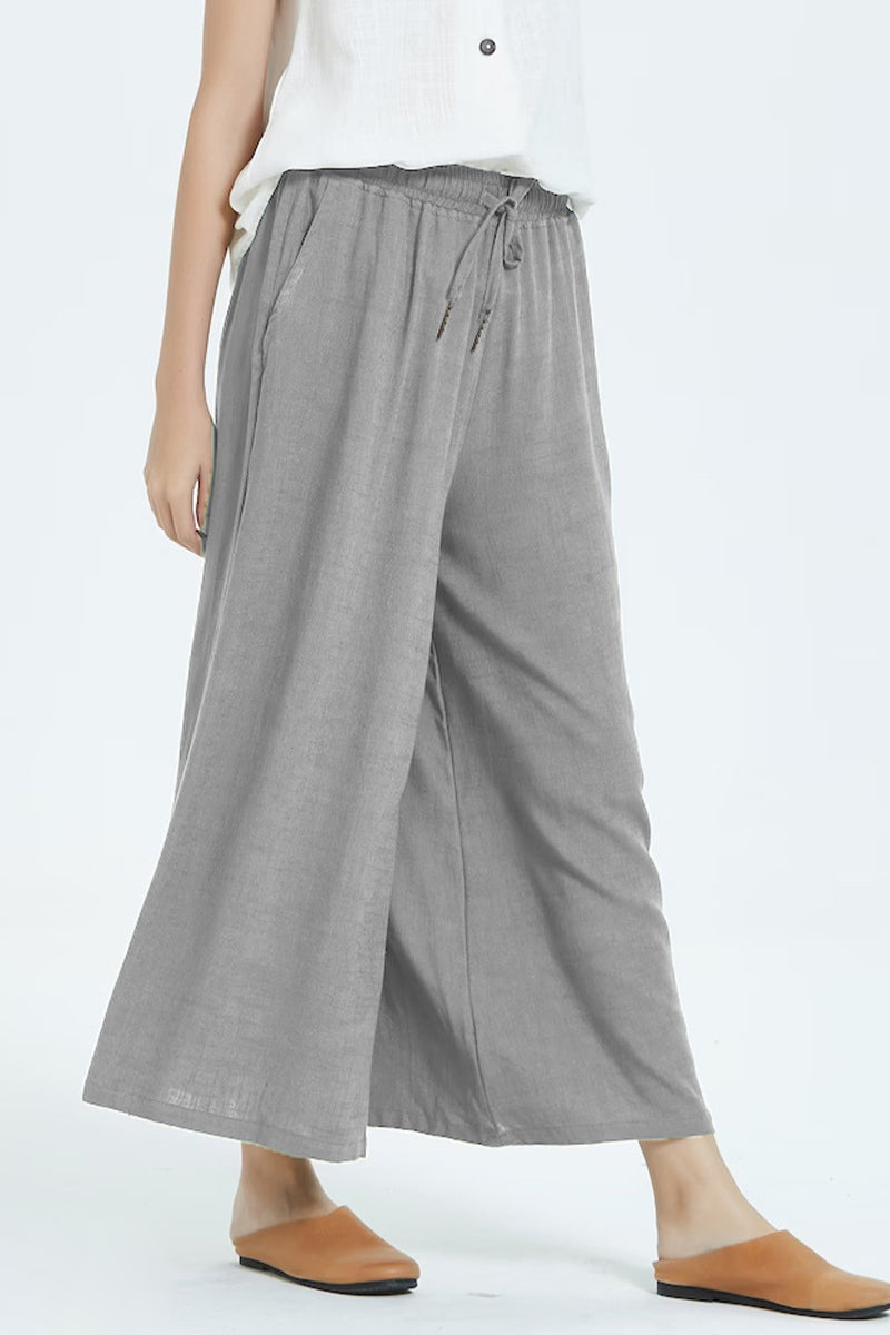 Casual simplicity solid make old loose high-waisted wide leg unifarbene Shorts (8 Farben)