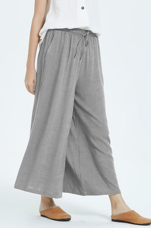 Casual simplicity solid make old loose high-waisted wide leg unifarbene Shorts (8 Farben)