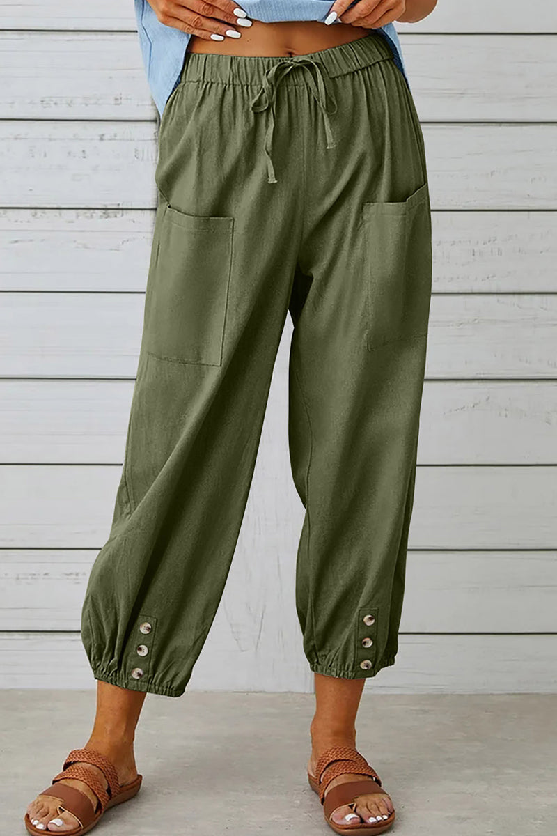 Casual Solid Pocket Loose High Waist Wide Leg Solid Colour Hose (10 Farben)