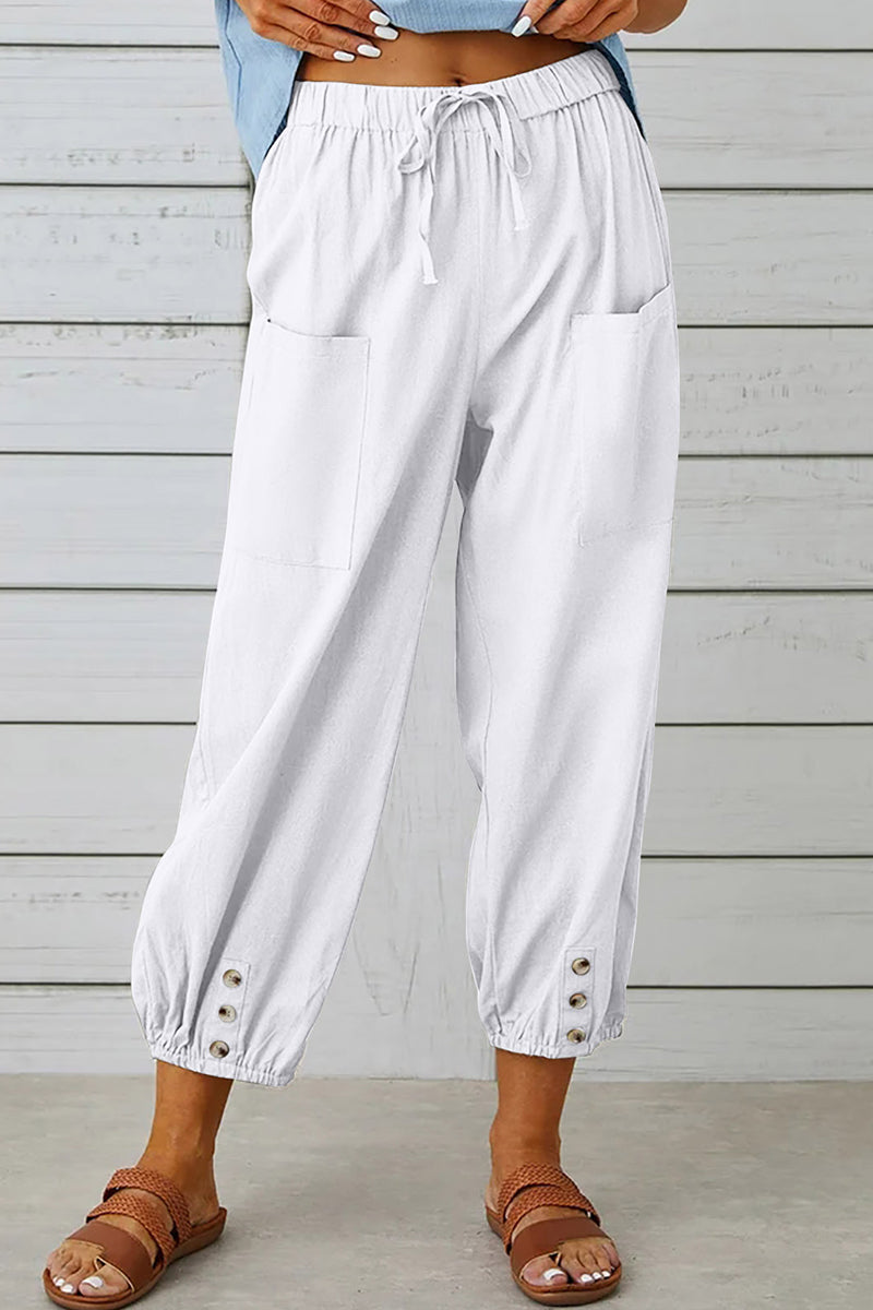 Casual Solid Pocket Loose High Waist Wide Leg Solid Colour Hose (10 Farben)