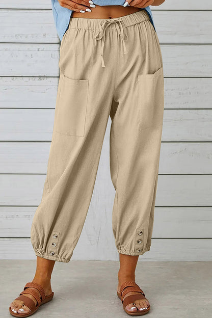 Casual Solid Pocket Loose High Waist Wide Leg Solid Colour Hose (10 Farben)