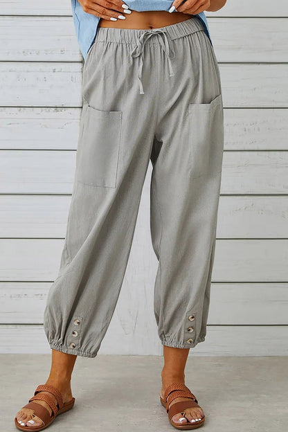 Casual Solid Pocket Loose High Waist Wide Leg Solid Colour Hose (10 Farben)