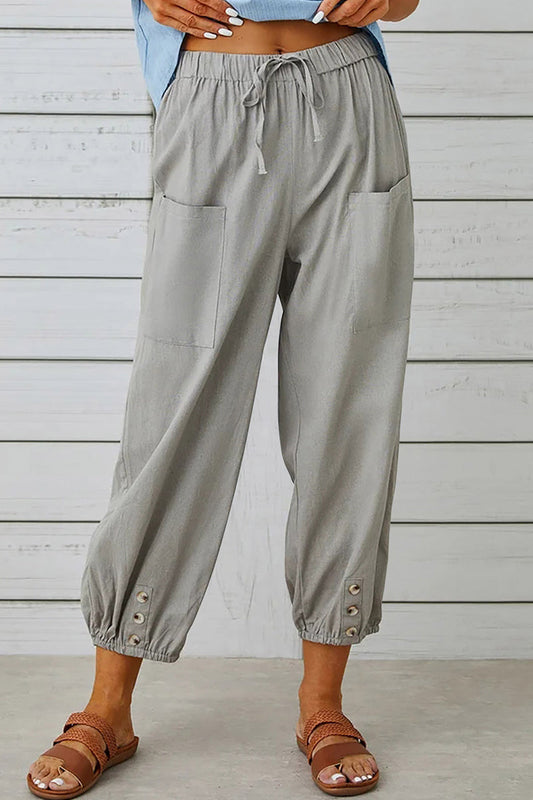Casual Solid Pocket Loose High Waist Wide Leg Solid Colour Hose (10 Farben)