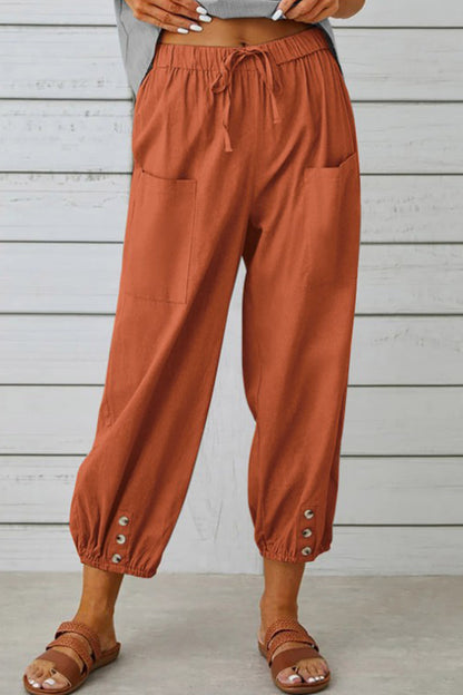 Casual Solid Pocket Loose High Waist Wide Leg Solid Colour Hose (10 Farben)