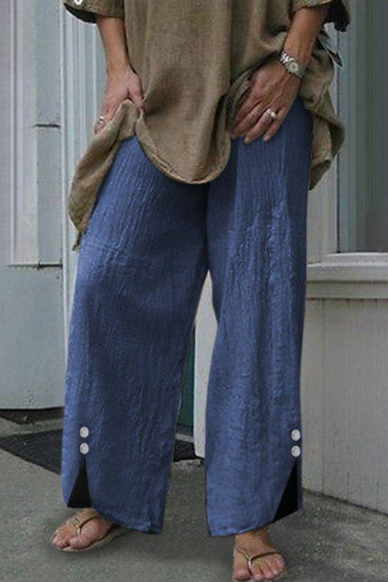 Casual Solid Buttons Loose Mid Waist Straight One Colour Unterhosen