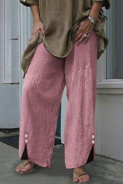 Casual Solid Buttons Loose Mid Waist Straight One Colour Unterhosen
