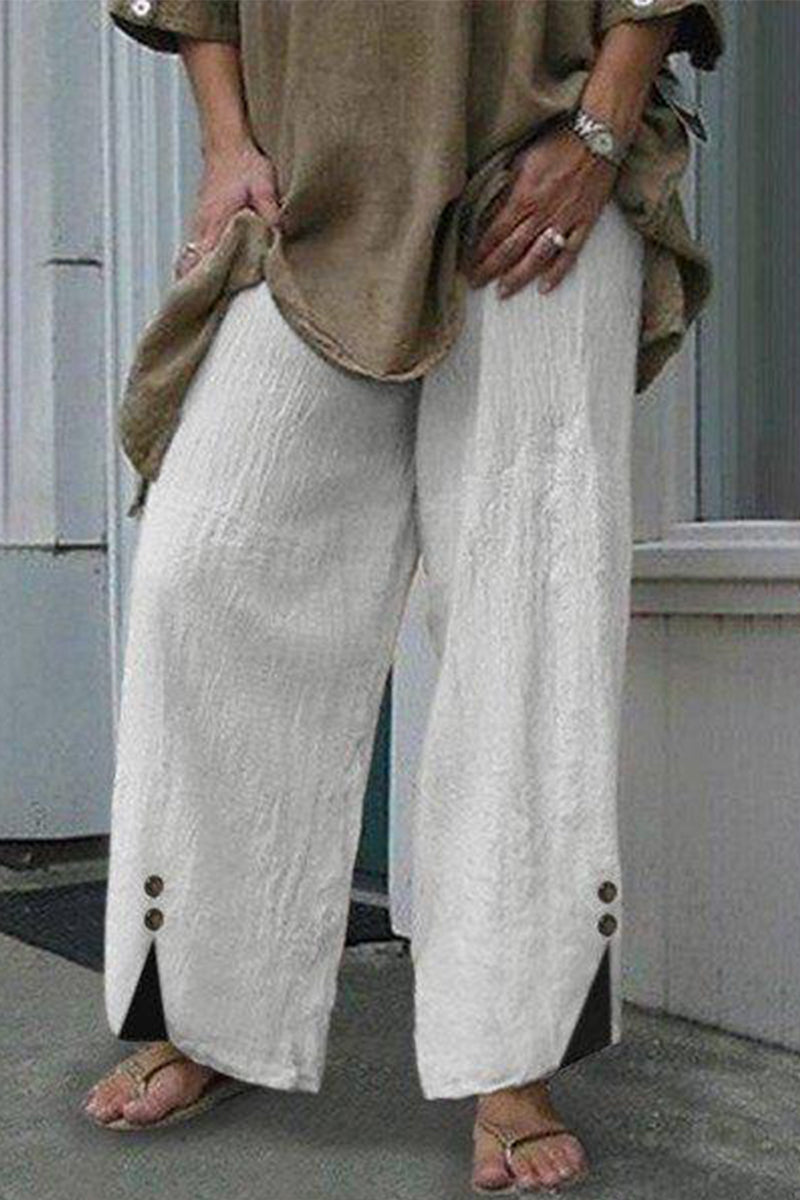 Casual Solid Buttons Loose Mid Waist Straight One Colour Unterhosen