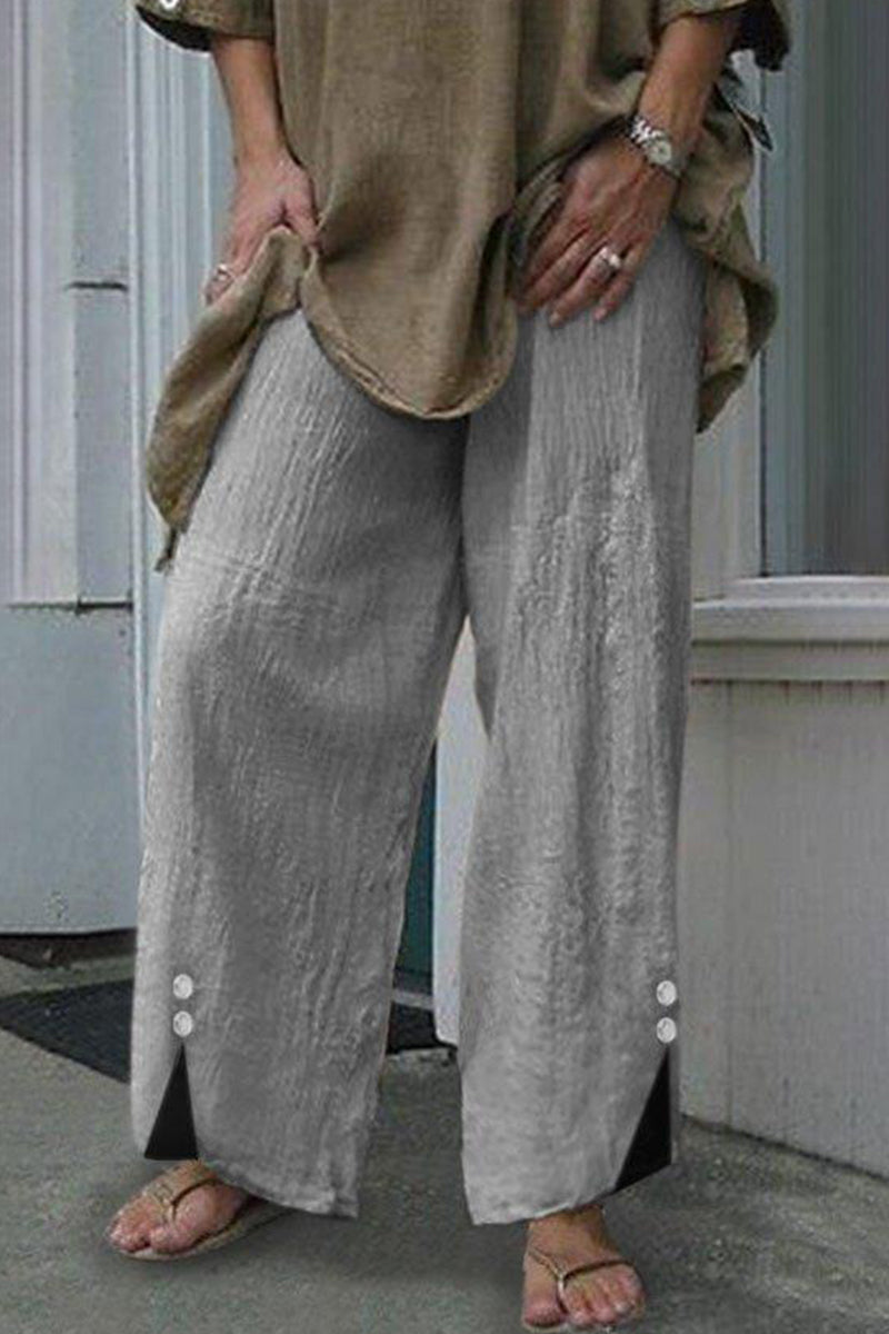 Casual Solid Buttons Loose Mid Waist Straight One Colour Unterhosen