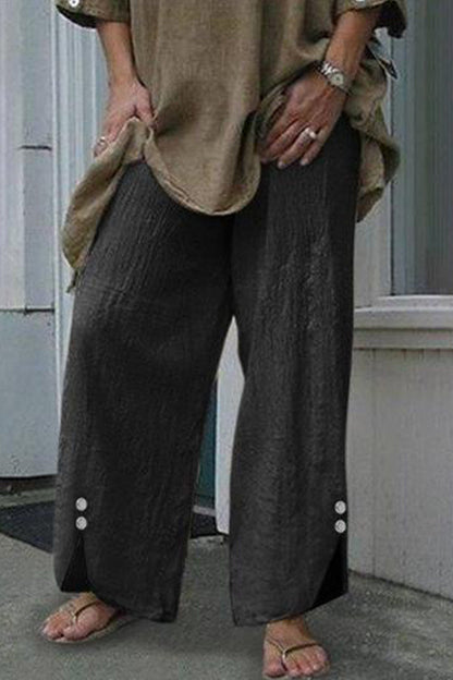 Casual Solid Buttons Loose Mid Waist Straight One Colour Unterhosen
