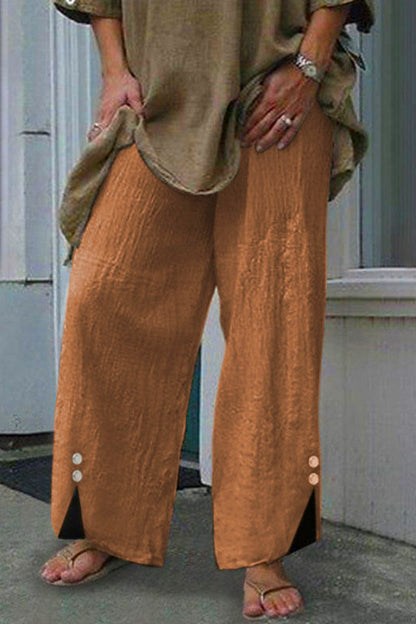 Casual Solid Buttons Loose Mid Waist Straight One Colour Unterhosen