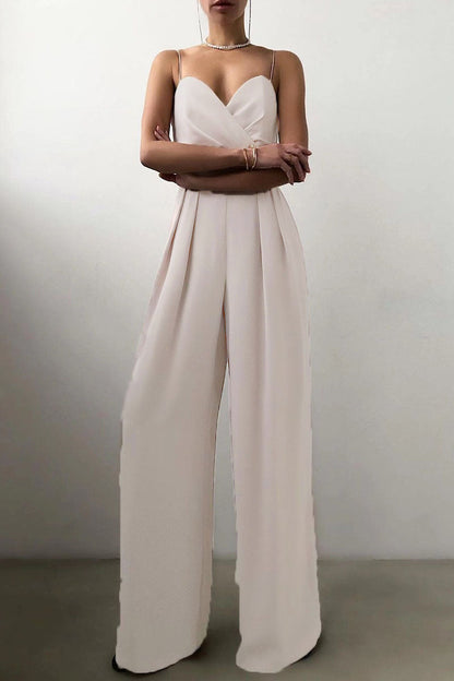 Fashion lässige feste Patchwork V-Ausschnitt lose Jumpsuits (6 Farben)