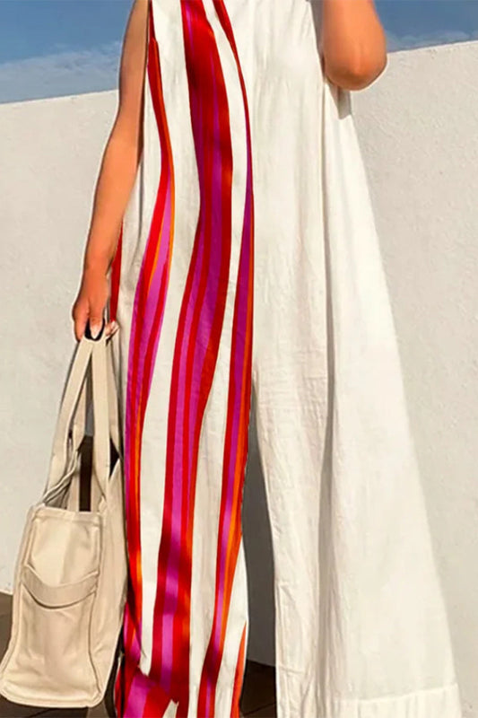 Casual Street Print O-Ausschnitt Lose Jumpsuits