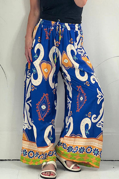 Casual Bedruckte Tasche Lose-Weite-Beine-Voll bedruckte Hose