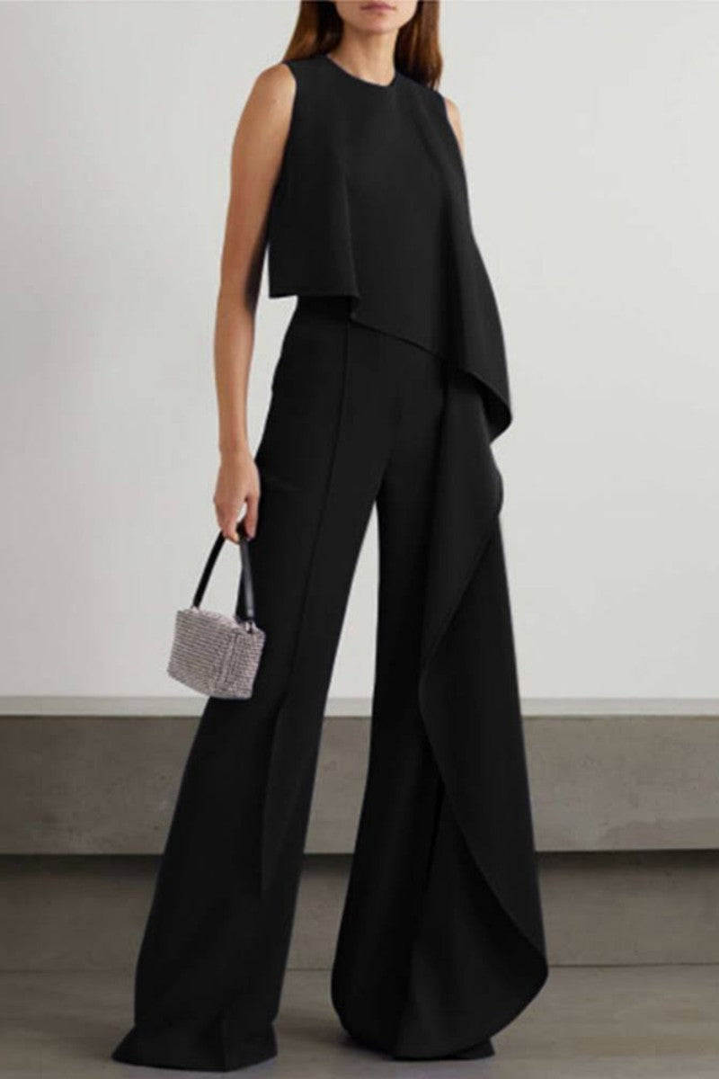 Freizeit-Overalls mit festem Patchwork-O-Ausschnitt