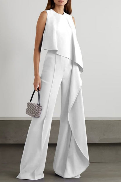 Freizeit-Overalls mit festem Patchwork-O-Ausschnitt