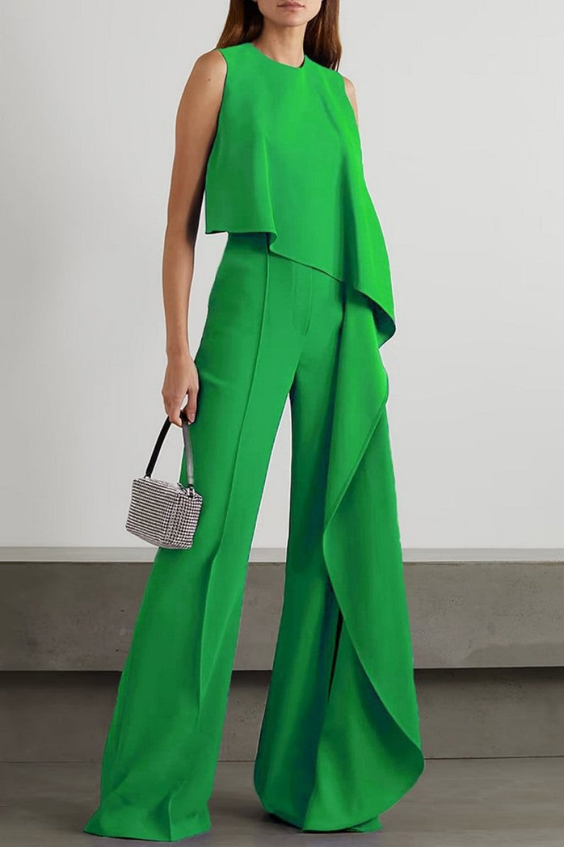 Freizeit-Overalls mit festem Patchwork-O-Ausschnitt