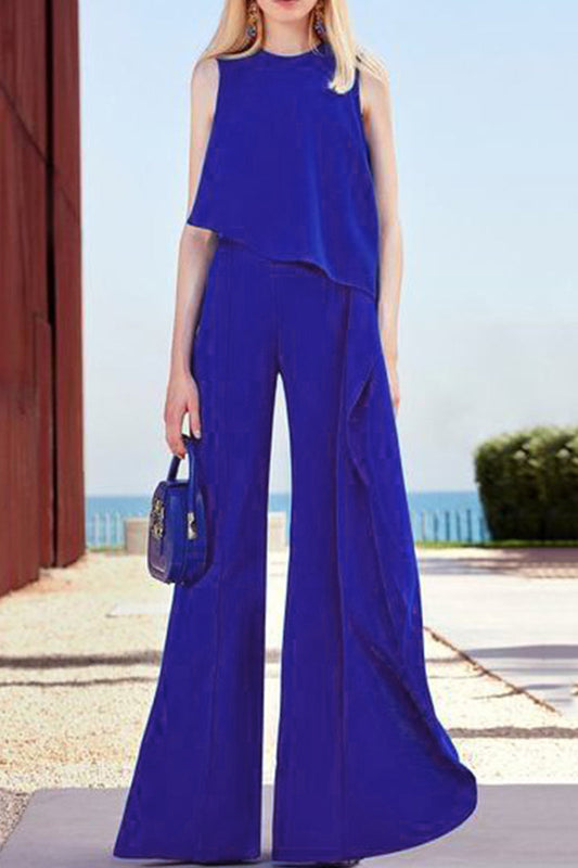 Freizeit-Overalls mit festem Patchwork-O-Ausschnitt