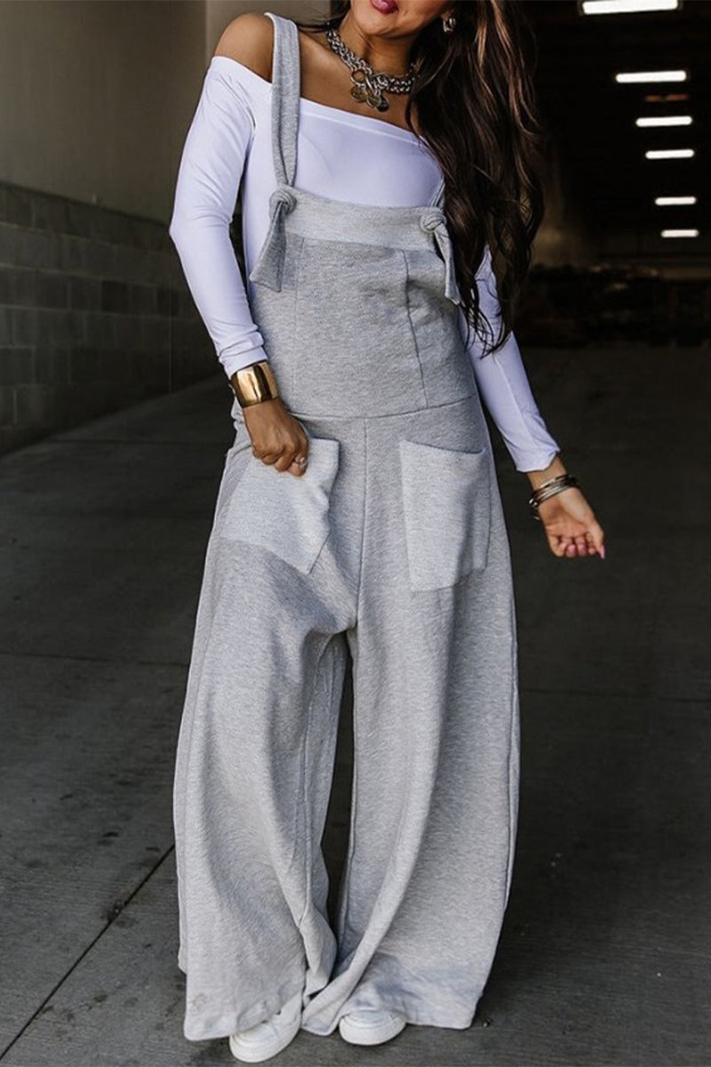 Lässige, einfarbige, locker sitzende Jumpsuits mit Taschen (6 Farben)