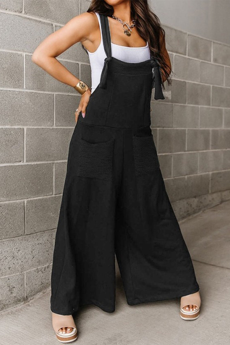 Lässige, einfarbige, locker sitzende Jumpsuits mit Taschen (6 Farben)
