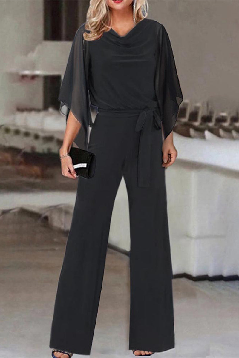 unifarbenes Bandeau mit asymmetrischem Kragen gerade Jumpsuits (4 Farben)
