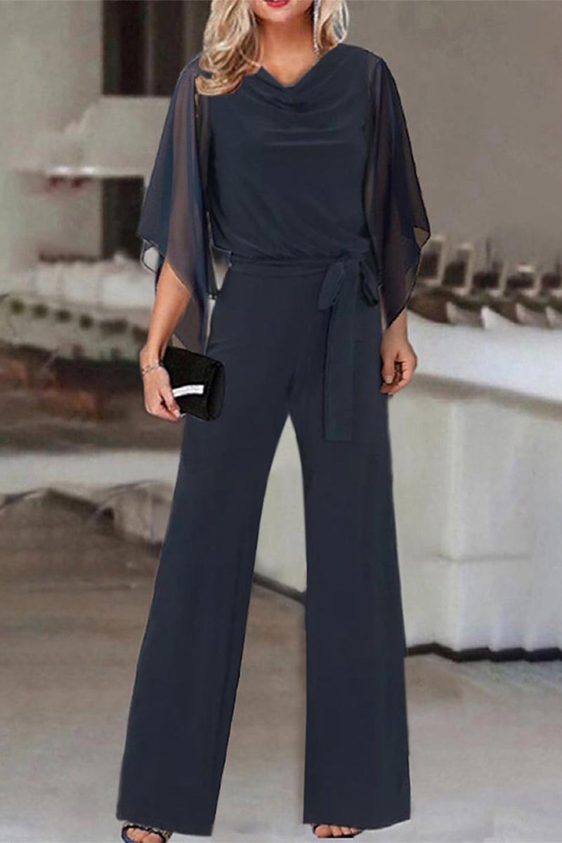 unifarbenes Bandeau mit asymmetrischem Kragen gerade Jumpsuits (4 Farben)