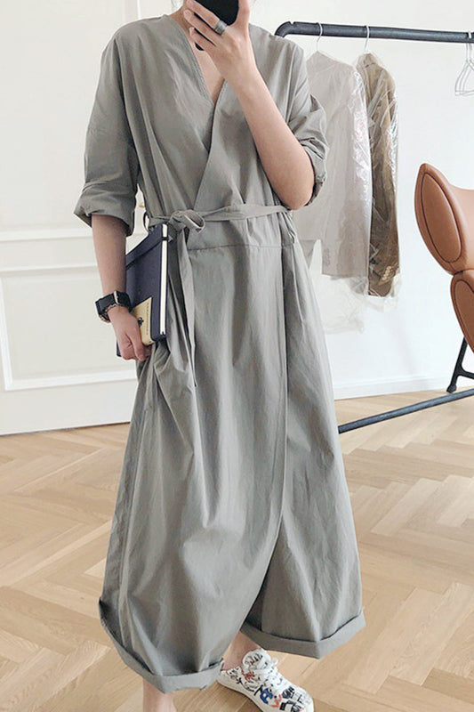 College-Jumpsuits mit festem Kragen und lockerem V-Ausschnitt