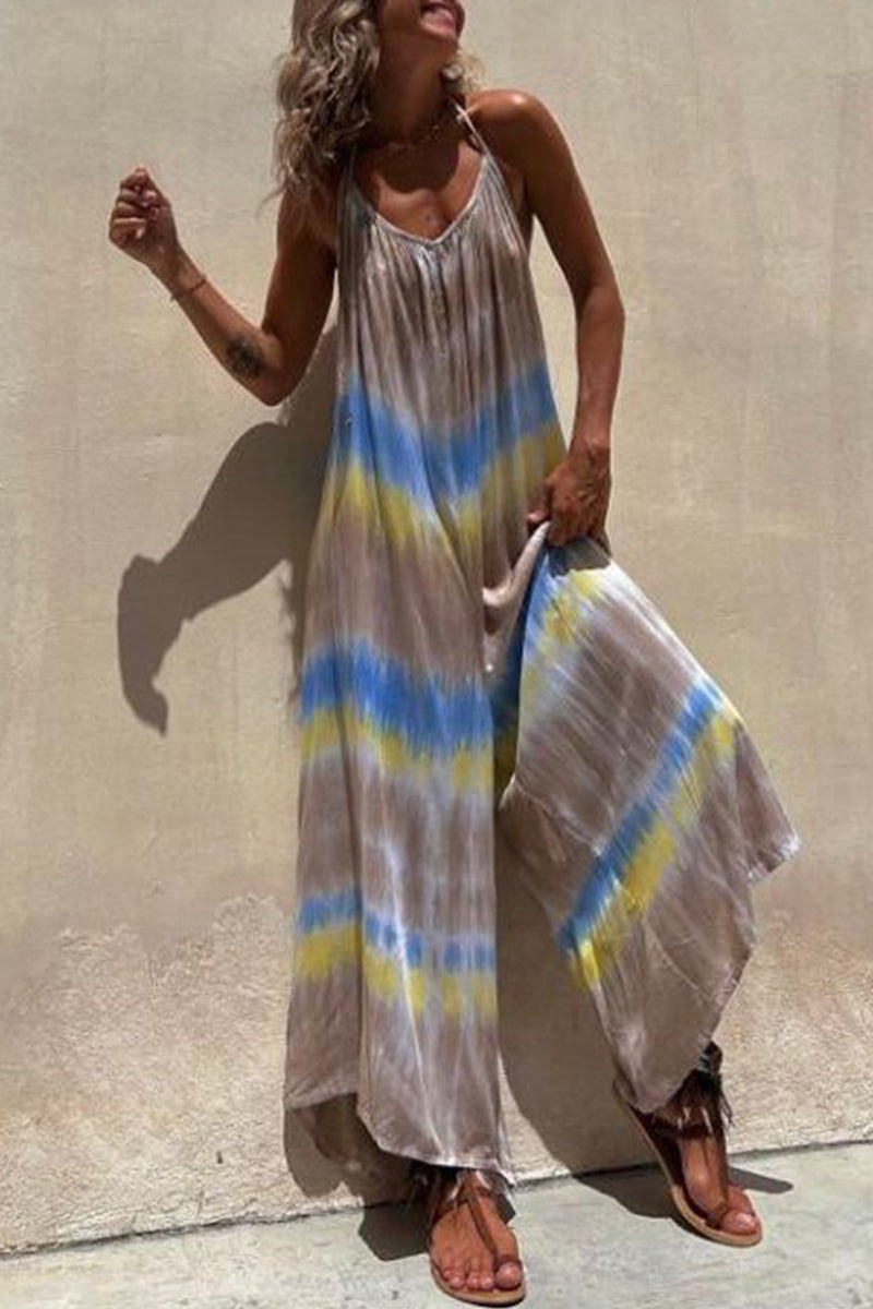 Casual Kontrast bedruckt V-Ausschnitt U-Ausschnitt Lose Jumpsuits