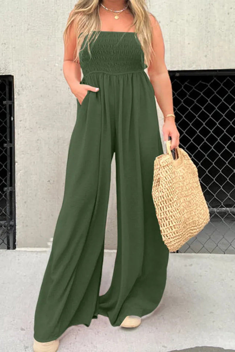 Simplicity Solid Pocket Collar Lose Jumpsuits (6 Farben)