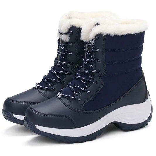 Warme, wasserdichte, plüschgefütterte Schneestiefel mit Anti-Rutsch-Traktion für Damen