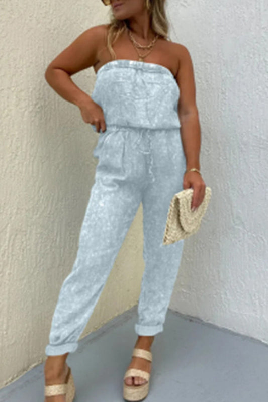Lässige einfarbige-make-old-bag trägerlose reguläre Jumpsuits