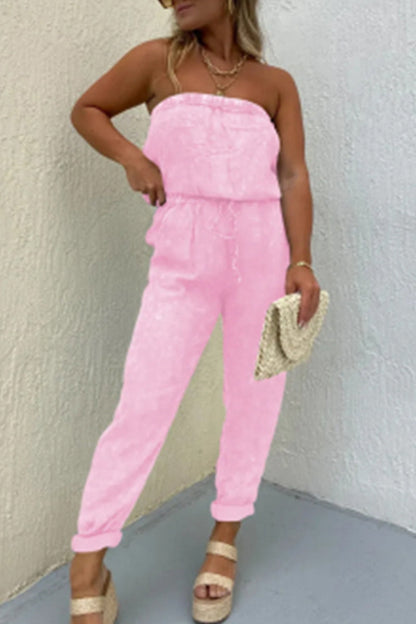 Lässige einfarbige-make-old-bag trägerlose reguläre Jumpsuits