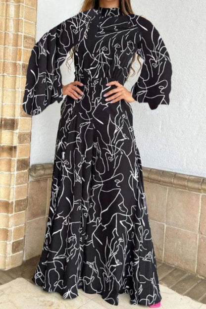 Casual Print Patchwork Halbarm-Rollkragenpullover Regular Jumpsuits