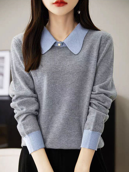Xisca Bluse | Lange Ärmel Farbe Block Bluse