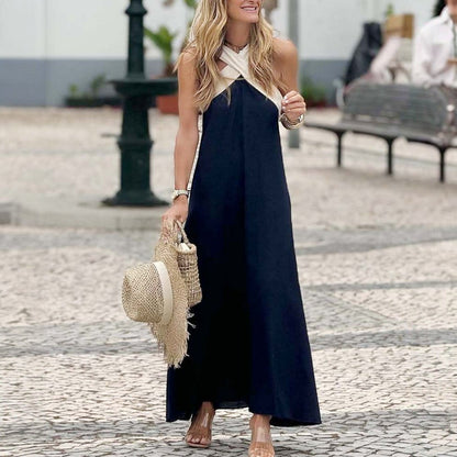 Elegantes langes Kleid mit gekreuztem Ausschnitt für besondere Anlässe