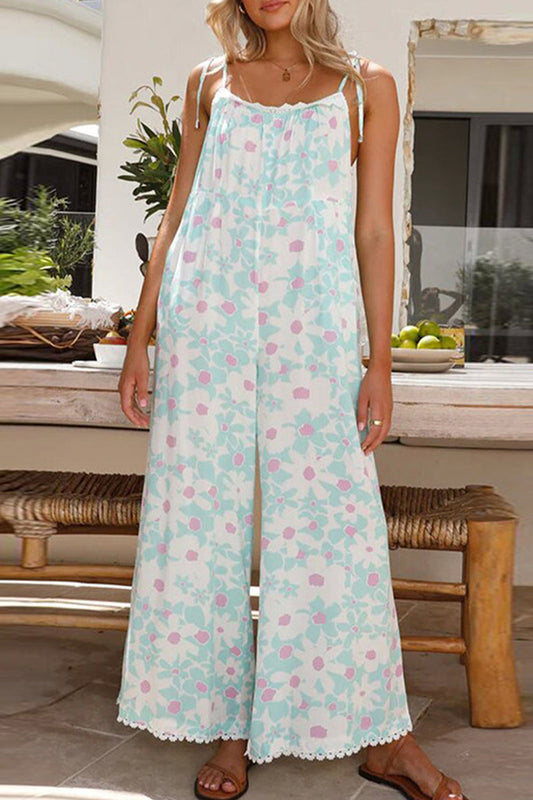 Floral Rückenfrei Rückenfrei U Lose Jumpsuits