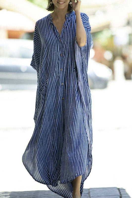 Casual Gestreifte Schnalle Asymmetrischer Badeanzug Cover-Up