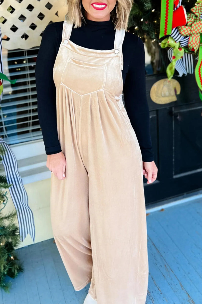 Casual unifarbene gefaltete Jumpsuits mit quadratischem Kragen und losem Kragen