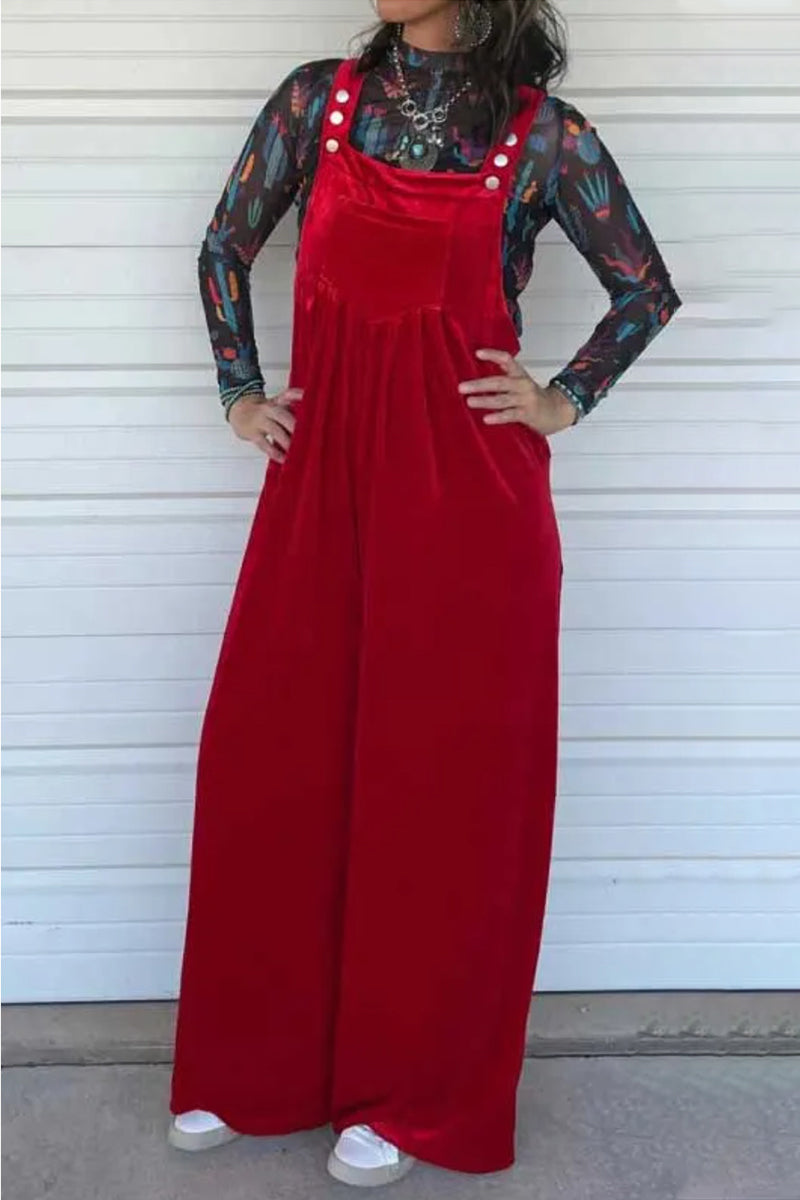 Casual unifarbene gefaltete Jumpsuits mit quadratischem Kragen und losem Kragen