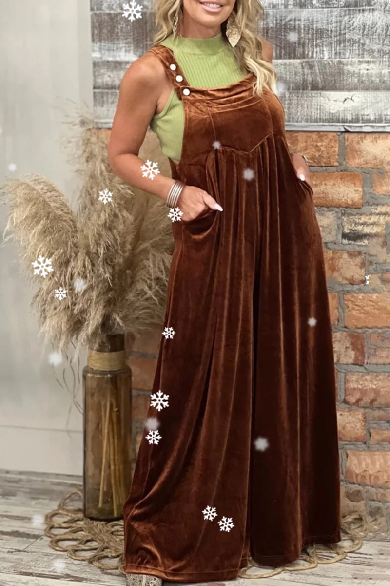 Casual unifarbene gefaltete Jumpsuits mit quadratischem Kragen und losem Kragen