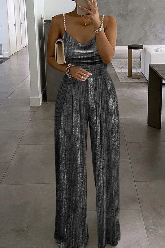 Lässige einfarbige Jumpsuits mit Perlen (3 Farben)
