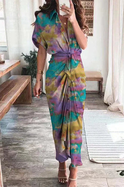 Joahann -Elegant bedruckte Kleider mit Frenulum-Schnalle und Bleistiftschnitt