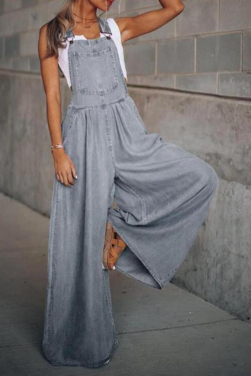 Fashion lässige klobige Tasche mit Spaghetti-Trägern lose Jumpsuit (4 Farben)