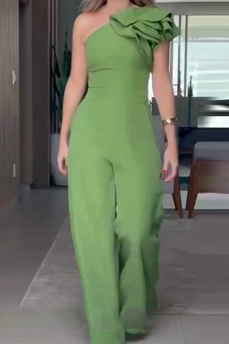 Casual Celebrities Feste Bestände Blumenkragen Regelmäßige Jumpsuits