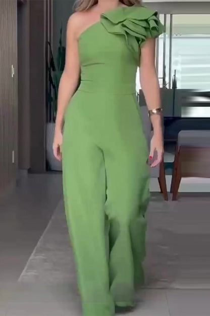 Casual Celebrities Feste Bestände Blumenkragen Regelmäßige Jumpsuits